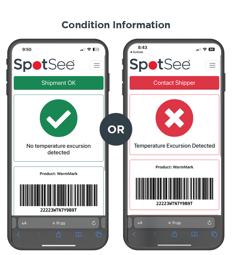 Bilde viser hvordan Escort iMini USB PDF ser ut når det er for kaldt, ok, eller for varmt